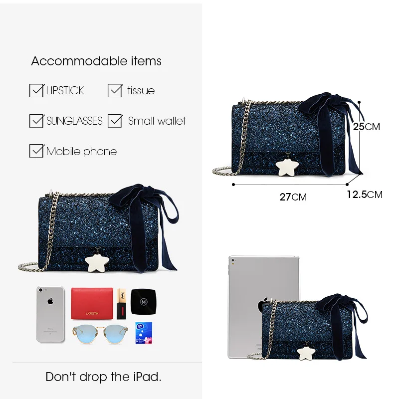 LA FESTIN вечерняя сумка элегантная через плечо Маленькая блестящая Геометрическая