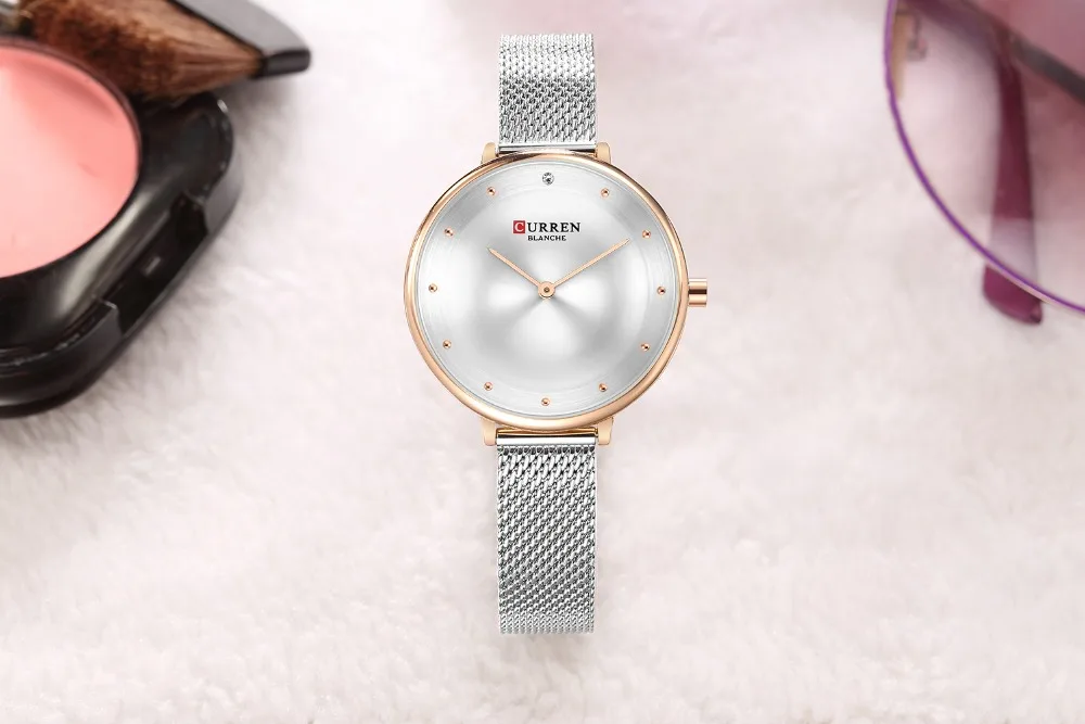 Reloj Mujer, элегантные часы с синим и серебряным стальным браслетом, CURREN, новая мода, Женские кварцевые наручные часы, Relogio Femenino
