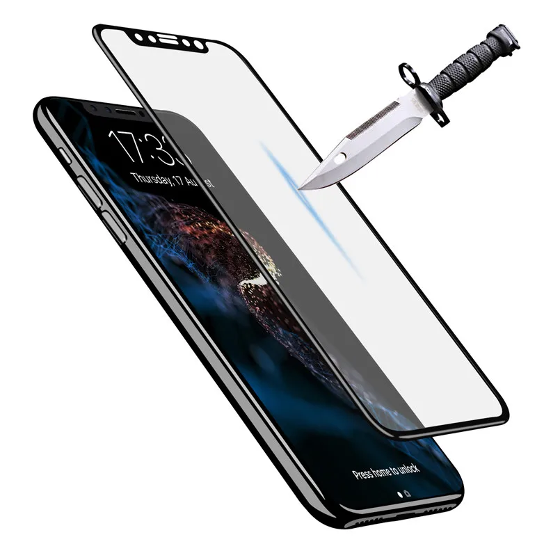 FEBIDEA закаленное стекло Защита для экрана iPhone X 3D полное покрытие с углеродным