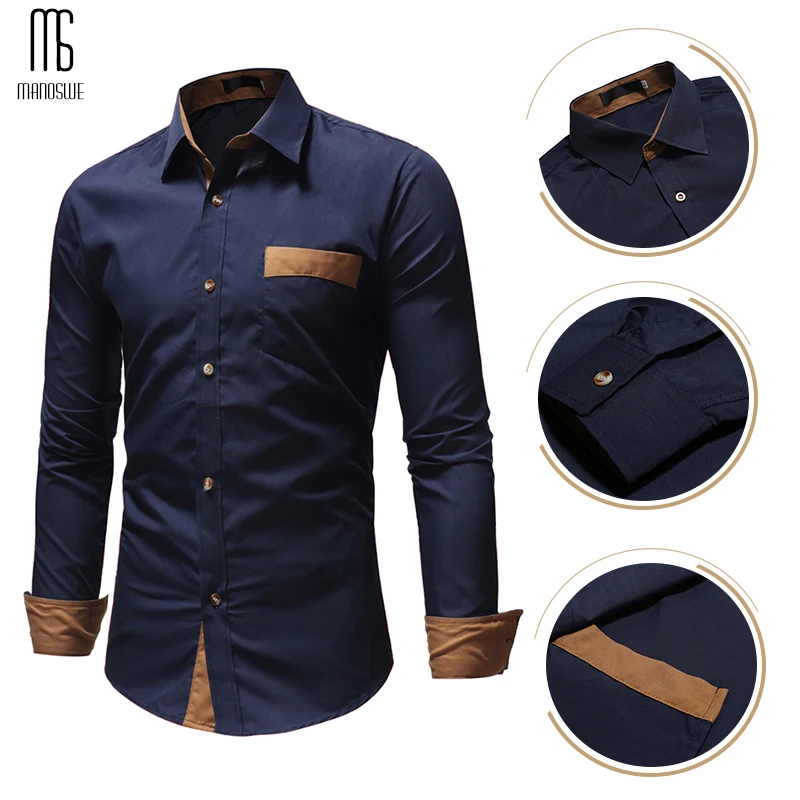 Мужская рубашка с длинными рукавами Manoswe повседневная приталенная отложным
