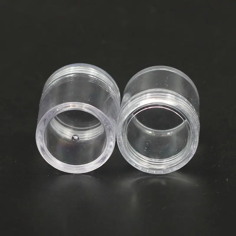 10 г (100 шт./лот) круглая баночка для крема PS с прозрачной фотографией пластиковая