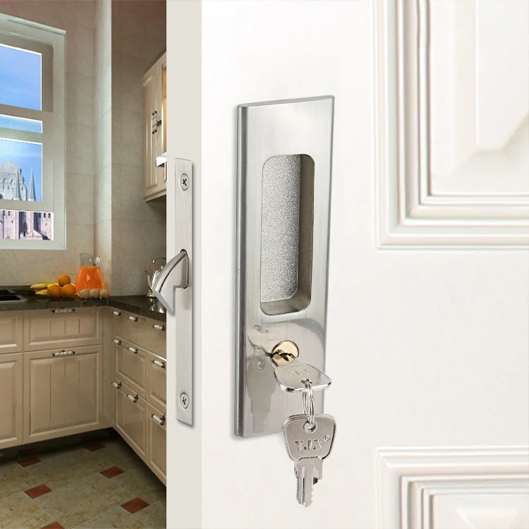 Раздвижной дверной замок из цинкового сплава с ключом для межкомнатных