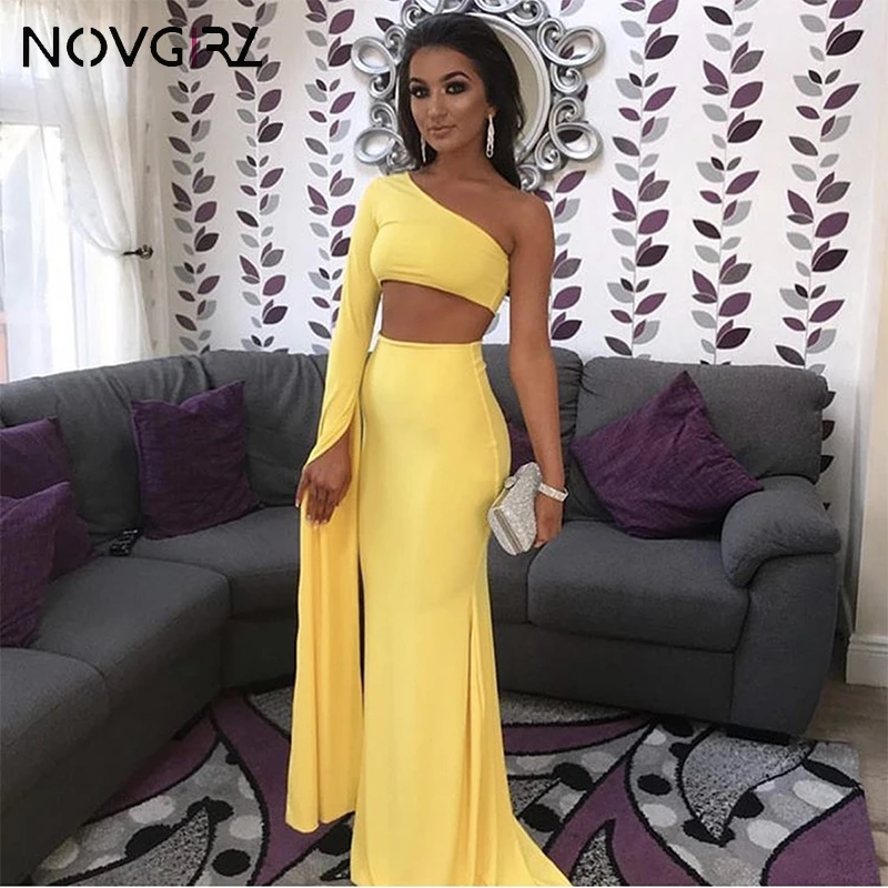 Novgirl одно платье с открытыми плечами длинное Элегантное облегающее длинным