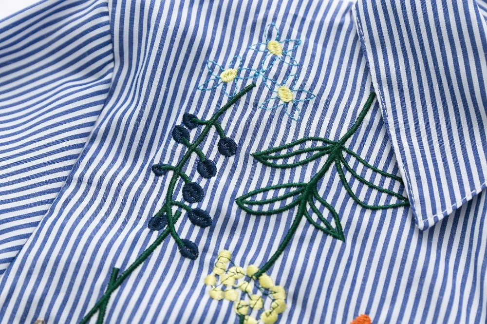 JKKUCOCO Butterfly Flowers Embroidery blouse shirt Cotton Women Shirt Long Sleeve Loose Casual tops shirts C40 |