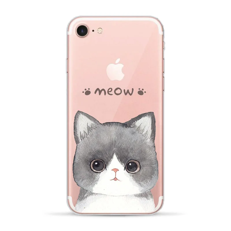 Модные Cat для Apple iPhone 5 5S SE 6 S 7 8 Plus X чехол телефона с рисунком в виде животного