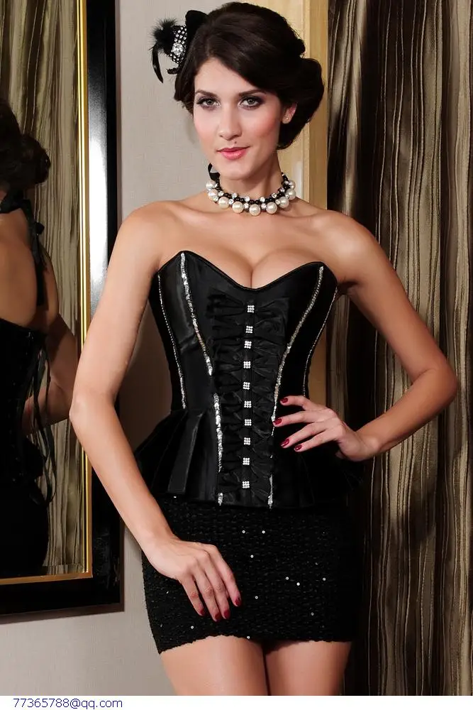 Shapers bodysuit women Slimming Underwear Waist Cincher Valentine Rhinestone Ruffles Corset Black Red LC5272 Free Shipping | Женская