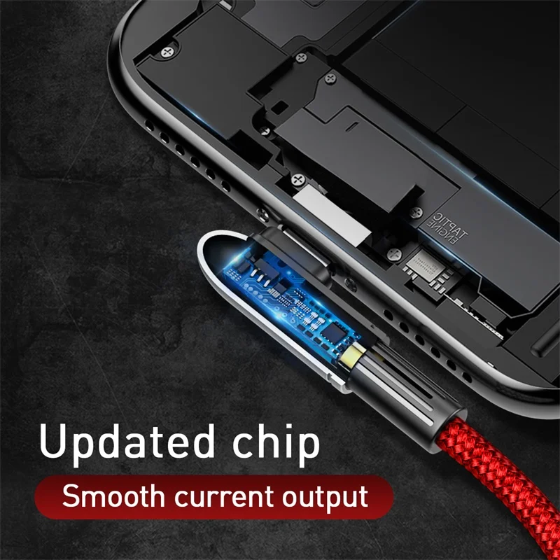 Baseus 90 градусов Реверсивный USB кабель 2.4A Быстрая зарядка кабель для iPhone X XR Xs 8 7 для телефона игры мобильный телефон зарядное устройство кабель