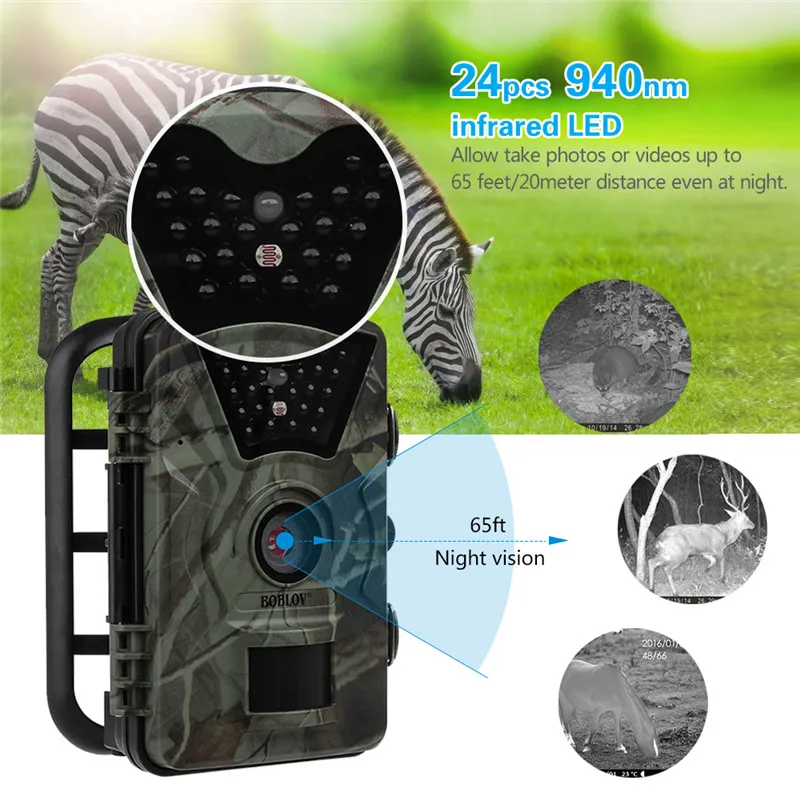 Boblov CT008 дикой природы Камера ловушка 12MP 1080 P игры инфракрасный Trail Long Range Chasse Caméras