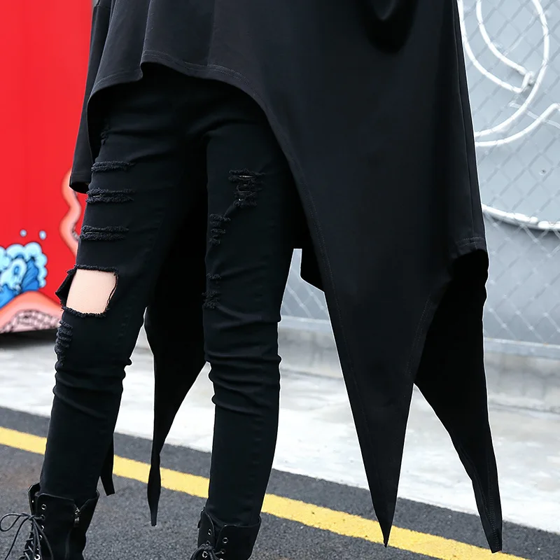 

Irregular Punk Cotton Top 2020 Summer Hip Hop Tops black Women T shirt Big Size shirts girl Oversize Top Batwing LT600S50