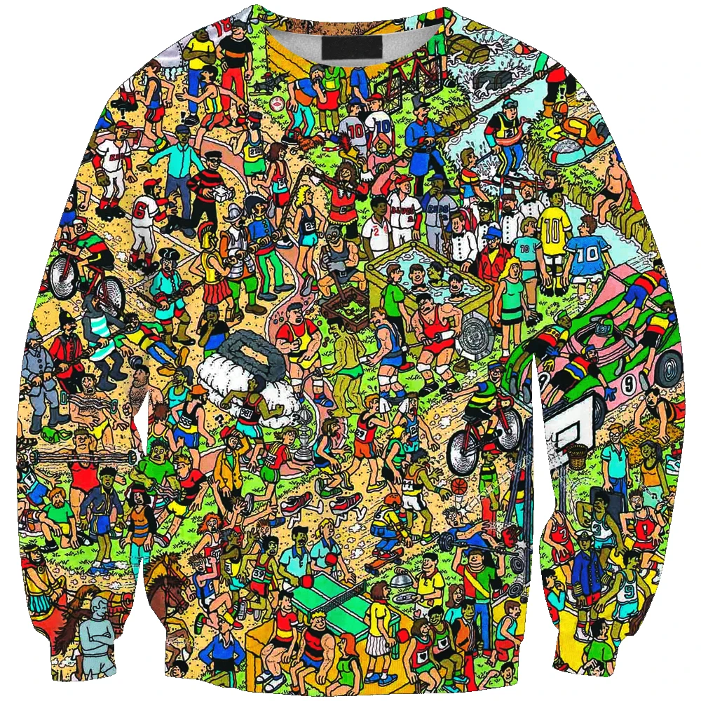 

New arrival fashion Unisex Sweatshirt 3D cartoon print simple Casual white relaxtion oversized Clothes Free shipping