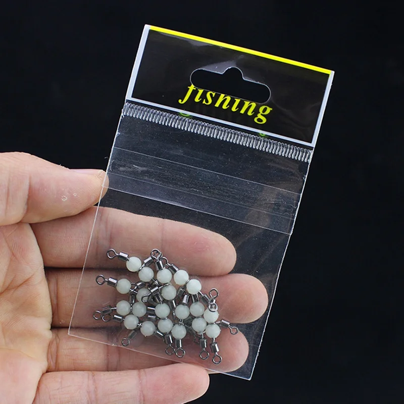 

10 pcs/set 3 Way Fishing (Swivel) T-shape 360 Degree Rotatable Night Luminous Glow Beads Lure Connector
