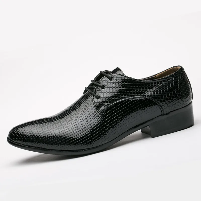 

designer Luxury brand PU Leather Fashion Men Business Dress Loafers Pointy Black Shoes Oxford Breathable Formal Wedding Shoes