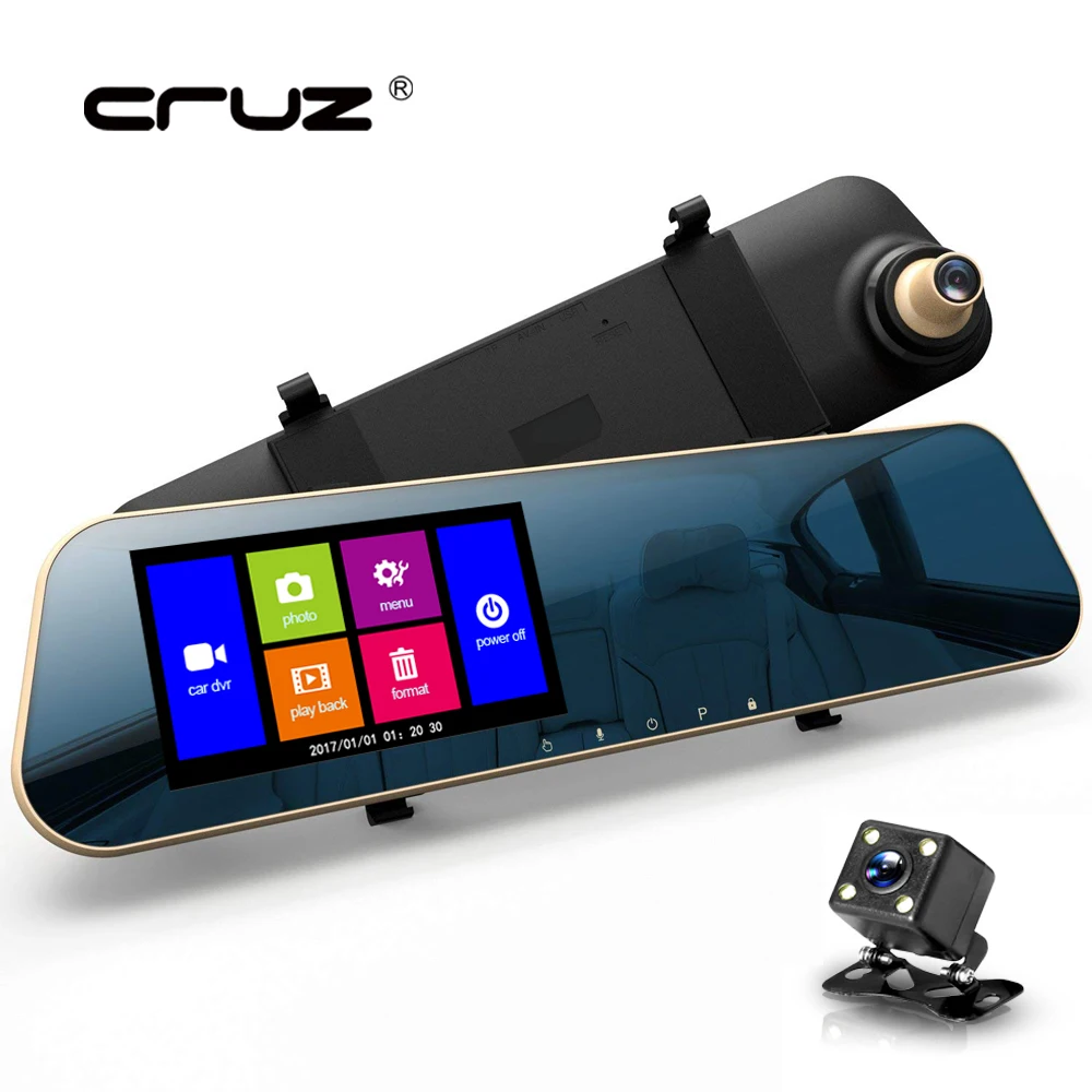 CRUZ Car Dvr камера 4 3 &quotсенсорный экран FHD 1080P зеркало заднего вида цифровой