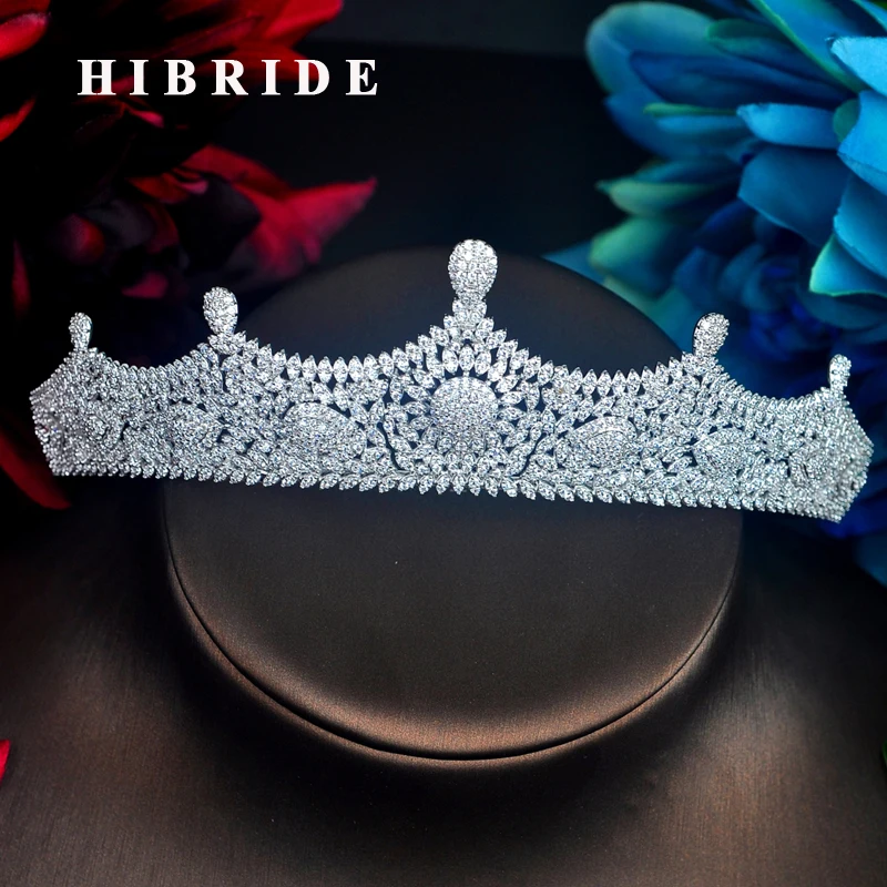 

HIBRIDE Sparkling Cubic Zircon Women Tiara Crown Bridal Hair Accessories For Hair Head Jewelry Wholesale Price C-93