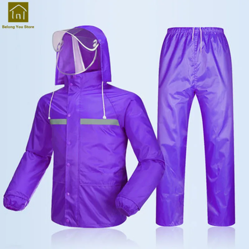 Double Mesh purple Водонепроницаемый дождевик мотоциклетный плащ для мужчин Дамский велосипед плащ женские куртки кемпинг плащ-костюм дождевик LKR206 - Цвет: Double Mesh purple