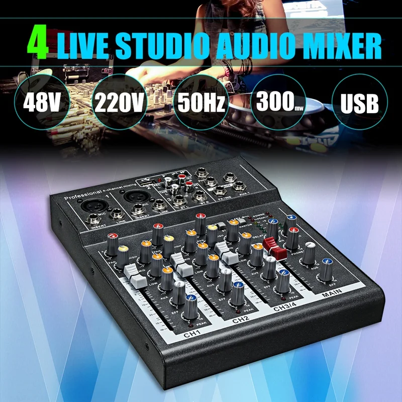 Штепсельная Вилка европейского стандарта мини Портативный микшер с Usb Dj