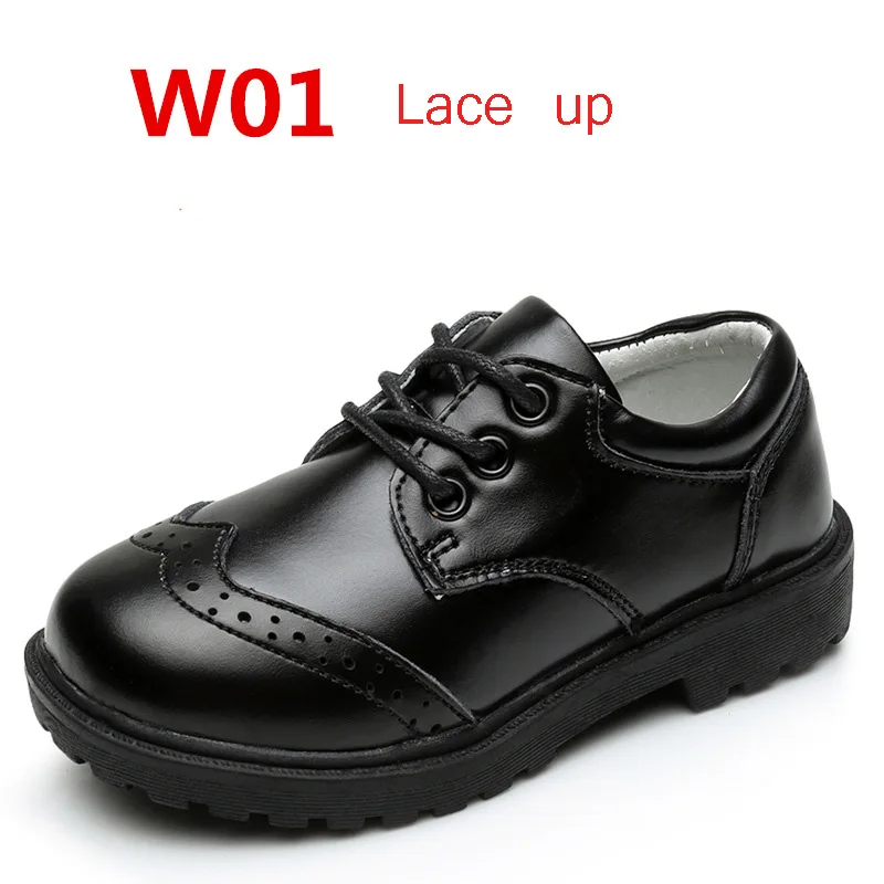 W01 Lace up Цветы для мальчиков из натуральной кожи этап Латинской коснитесь платье для танцев обувь для подростков мальчиков вечерние свадебные обувь для учащихся 57 - Цвет: W01 Lace up