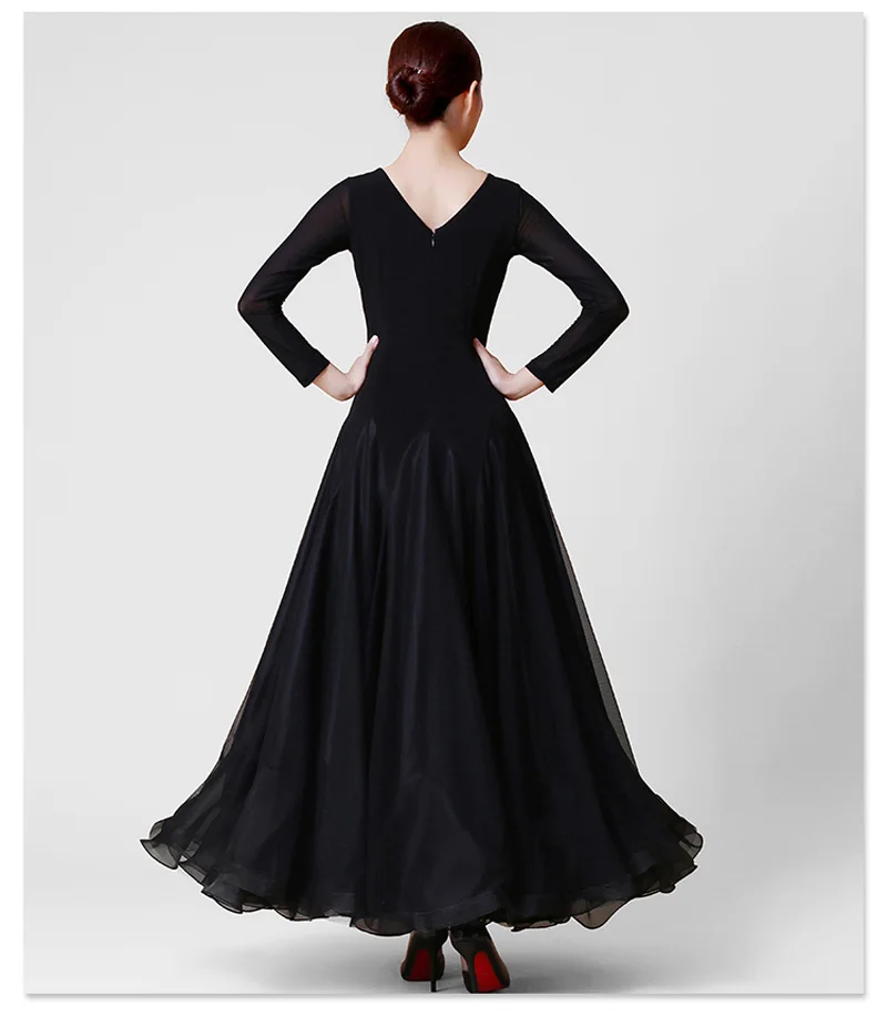 Бальные платья для танцев Женская Высококачественная простая Стильная черная
