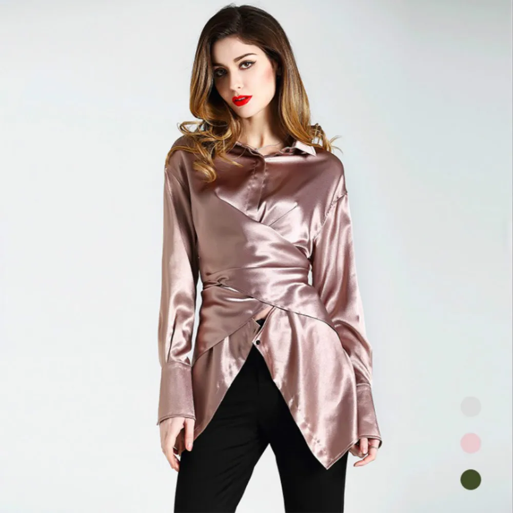 Блузка женская из китайского шелка роскошный пикантный Топ средней длины