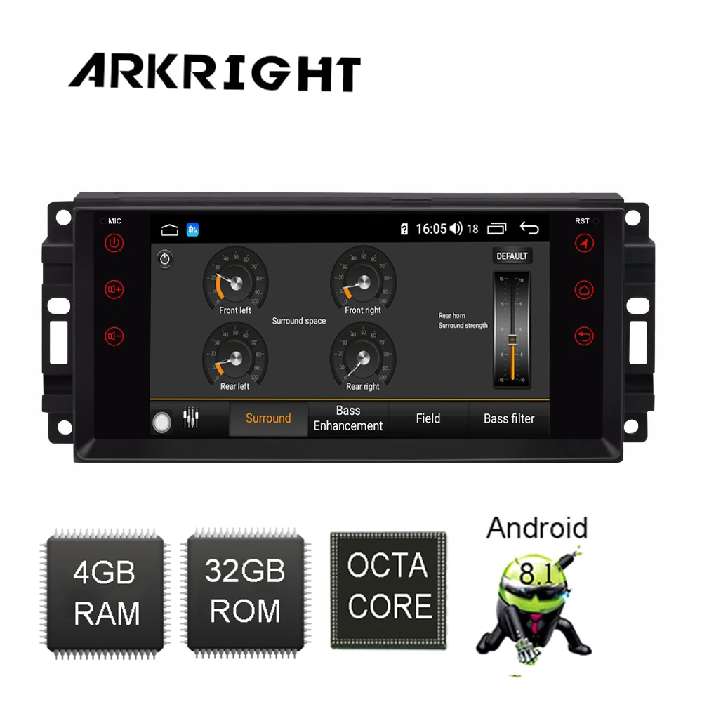 Автомобильный радиоприемник ARKRIGHT 8 дюймов Android для Jeep Grand Cherokee/compass/Commander 4 + 32 ГБ