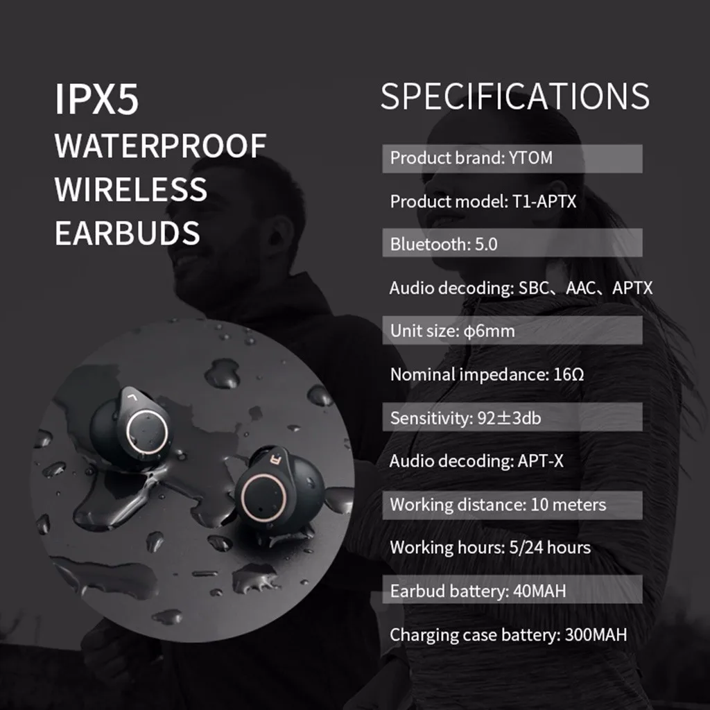 Bluetooth наушники T1-APTX TWS True aptX Bluetooth 5,0 Беспроводные HD наушники беспроводные наушники