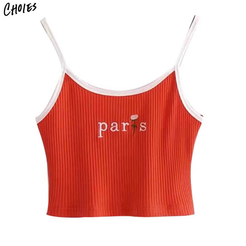 Четыре цвета на бретельках с буквенным принтом розы топы вышивкой Camiseta feminina