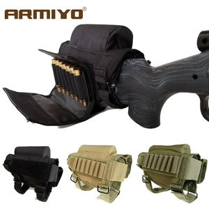 Armiyo Adjustable Outdoor Tactical Butt Stock Rifle Cheek Rest Pouch Bullet Holder Nylon Riser Pad Ammo Cartridges Bag Holster