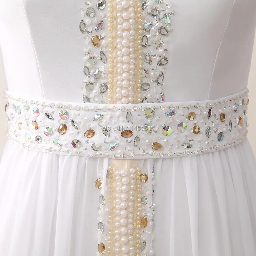 Настоящая модель vestido de festa Longo с длинным рукавом белый шифон бисером Арабский мусульманский вечернее платье Дубай Кафтан Robe De Soiree