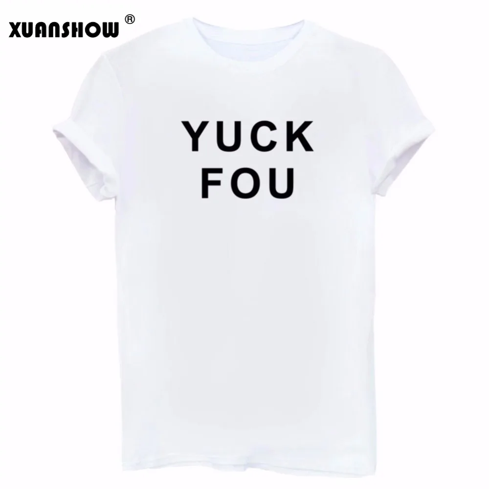 Женская хлопковая летняя футболка с буквенным принтом yack FOU футболки круглым