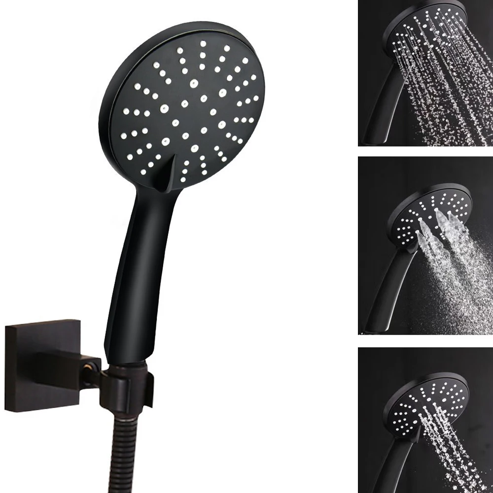 Shower Head Universal Handheld Bath High Pressure Water Saving Showerhead with 3 Mode Function Black | Дом и сад
