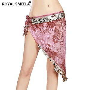 Женский набедренный платок для танца живота, с блестками и треугольным цветочным принтом