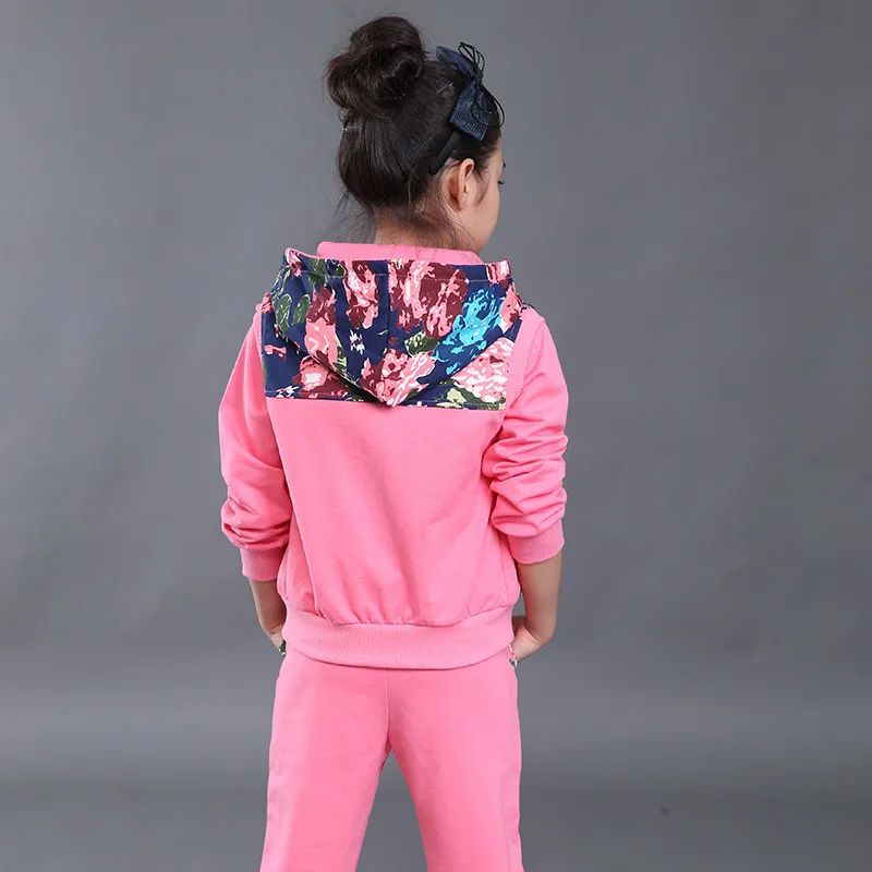 Осенний жилет с капюшоном для девочек Комплекты со штанами Ropa Детская одежда