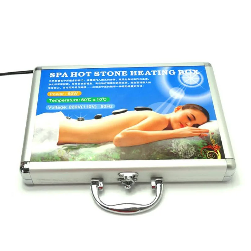 heating box only 16 шт. зеленый нефритовый массаж горячий камень набор и драгоценный камень массаж с подогревом алюминиевая коробка - Цвет: heating box only