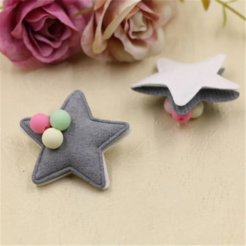 Wholesale 40PCs Cartoon Cute Fabric Stars Button Patch with Round Balls Decor Kawaii Girls Hair Jewelry Bow Center Ornament DIY | Украшения