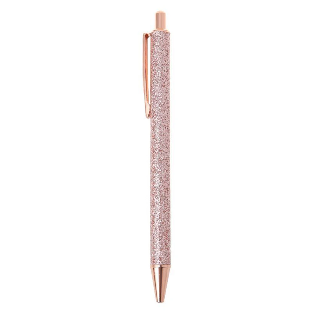 rose gold 1 шт. 1,0 мм Роскошная блестящая металлическая шариковая ручка, блестящие масляные ручки, офисные канцелярские принадлежности, пишущие инструменты для школьников, поставщиков - Цвет: rose gold