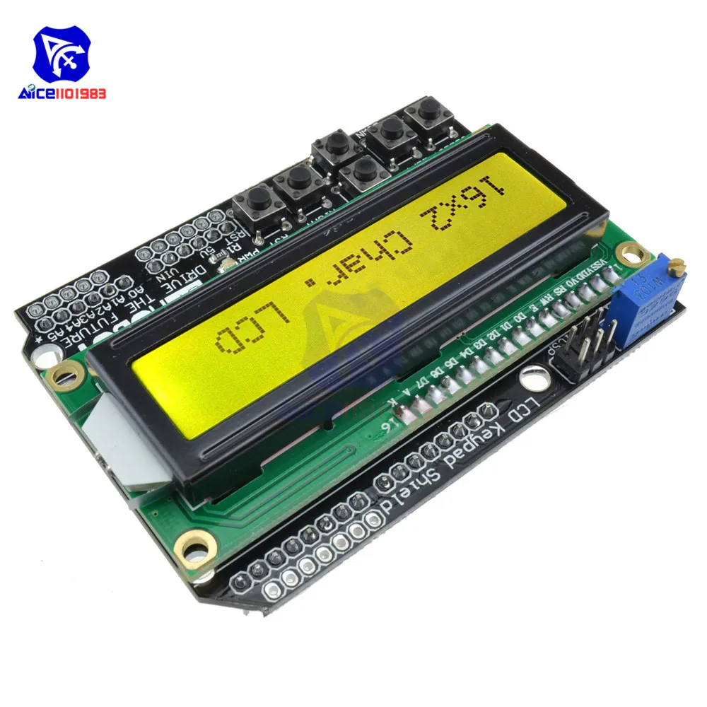 Клавиатура Щит lcd 1602 1602 ЖК-дисплей ATMEGA328 ATMEGA2560 для Raspberry Pi Arduino UNO R3 синяя/желтая подсветка