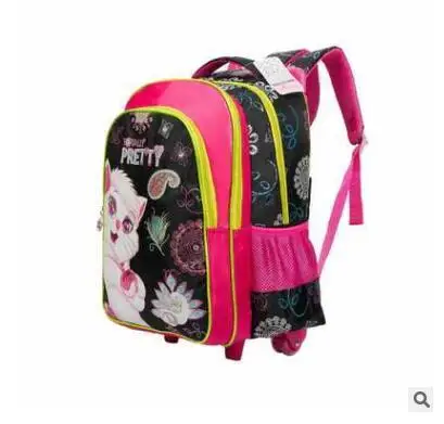 Детские Сумки на колесиках для школы рюкзак с колесами Kitty сумка девочек дорожный
