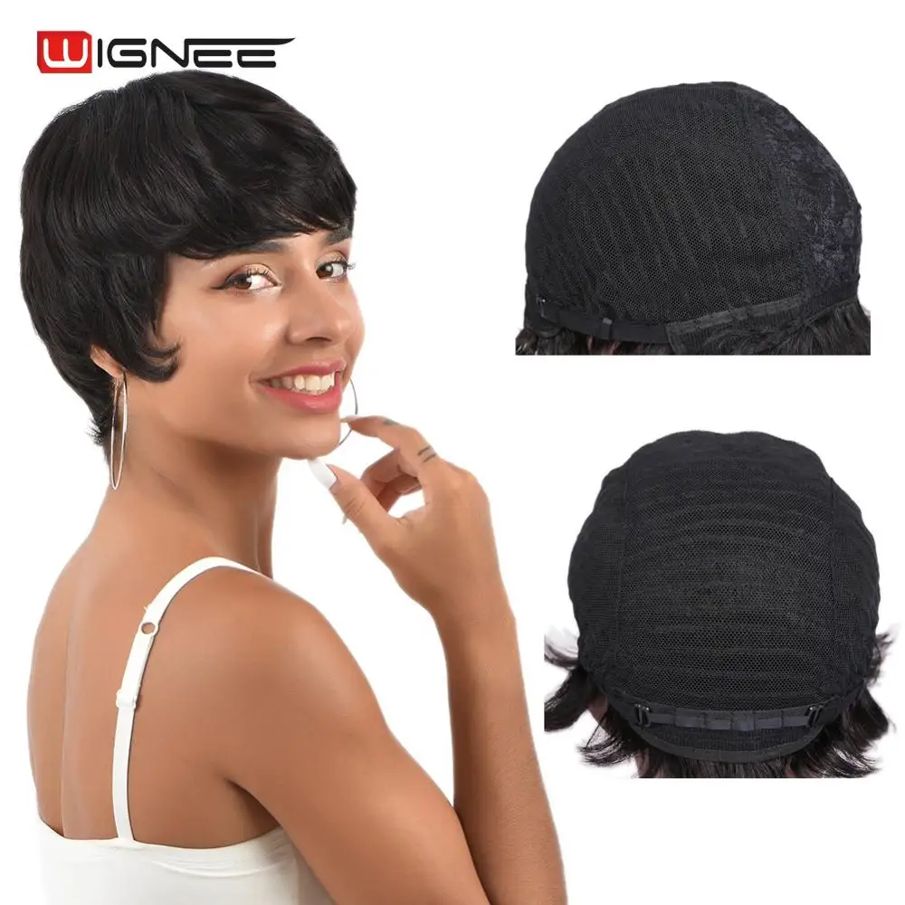 Wignee короткие человеческие волосы парики для женщин Боб Remy бразильские 150% высокой