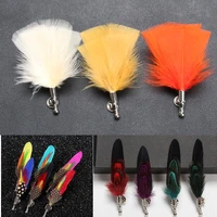 fashion men feathers brooch decorative lapel pin suit broochespins gentlemen corsage women for wedding party gift stage leisure