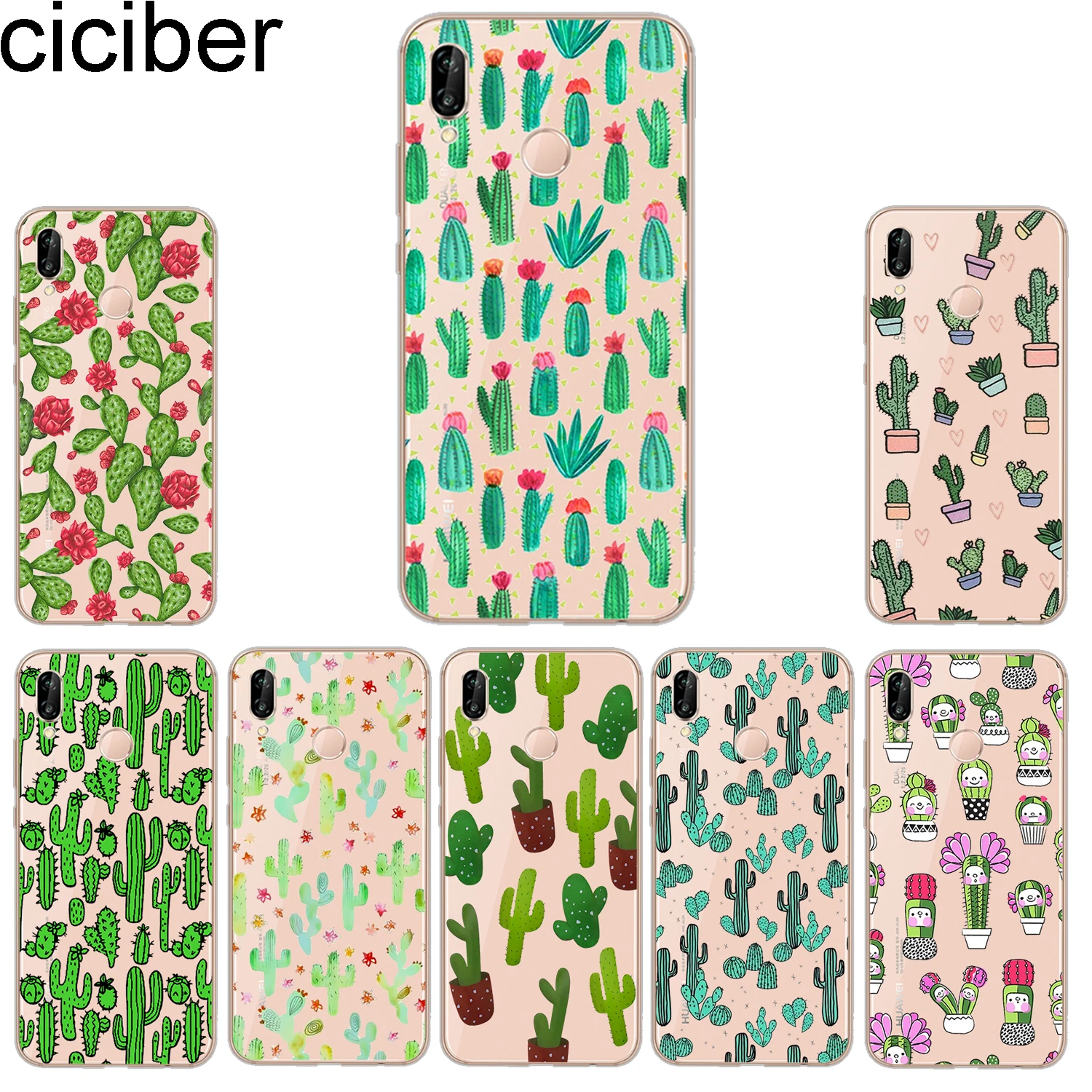 ciciber Phone Cases for Huawei P20 P8 P9 P10 Mate 20 10 9 Lite 2017 X Pro Soft TPU Back Cover P Smart 2019 Cactus |
