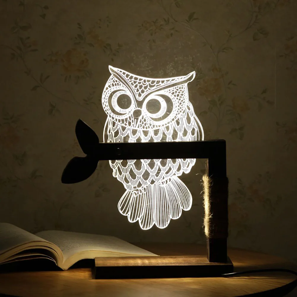 3D USB Powered LED Animal Owl Dimmable Night Light Bedroom Table Decor Lamp Gift | Освещение