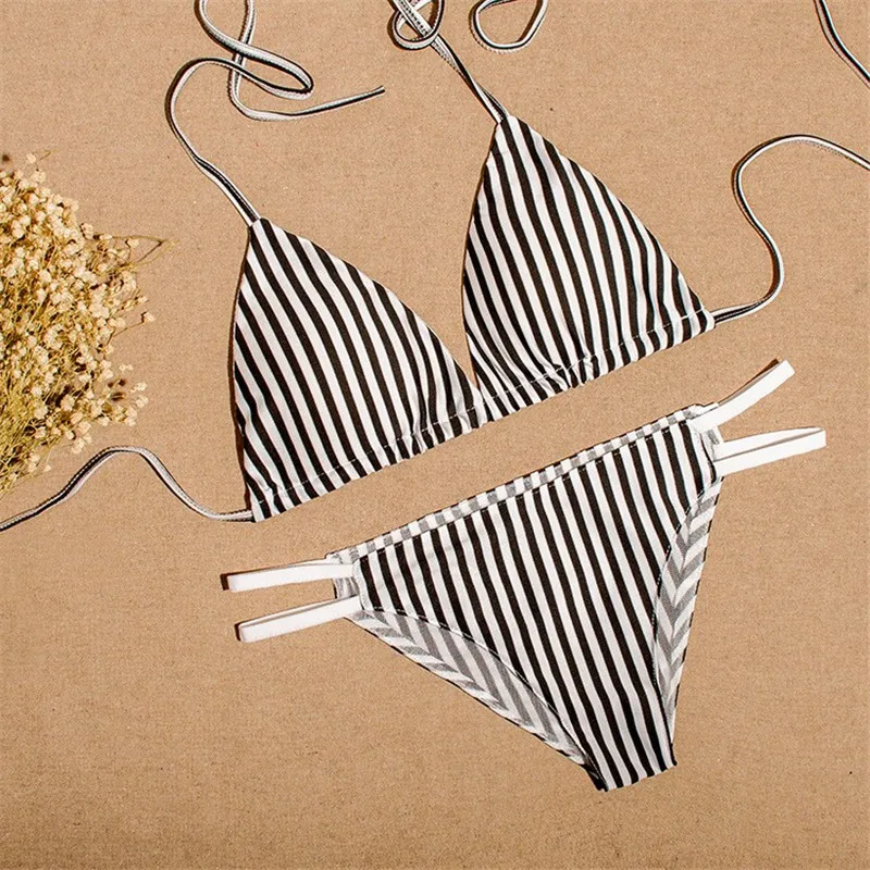 Полосатое бикини комплект женский летний сексуальный купальник Дамский пляжный