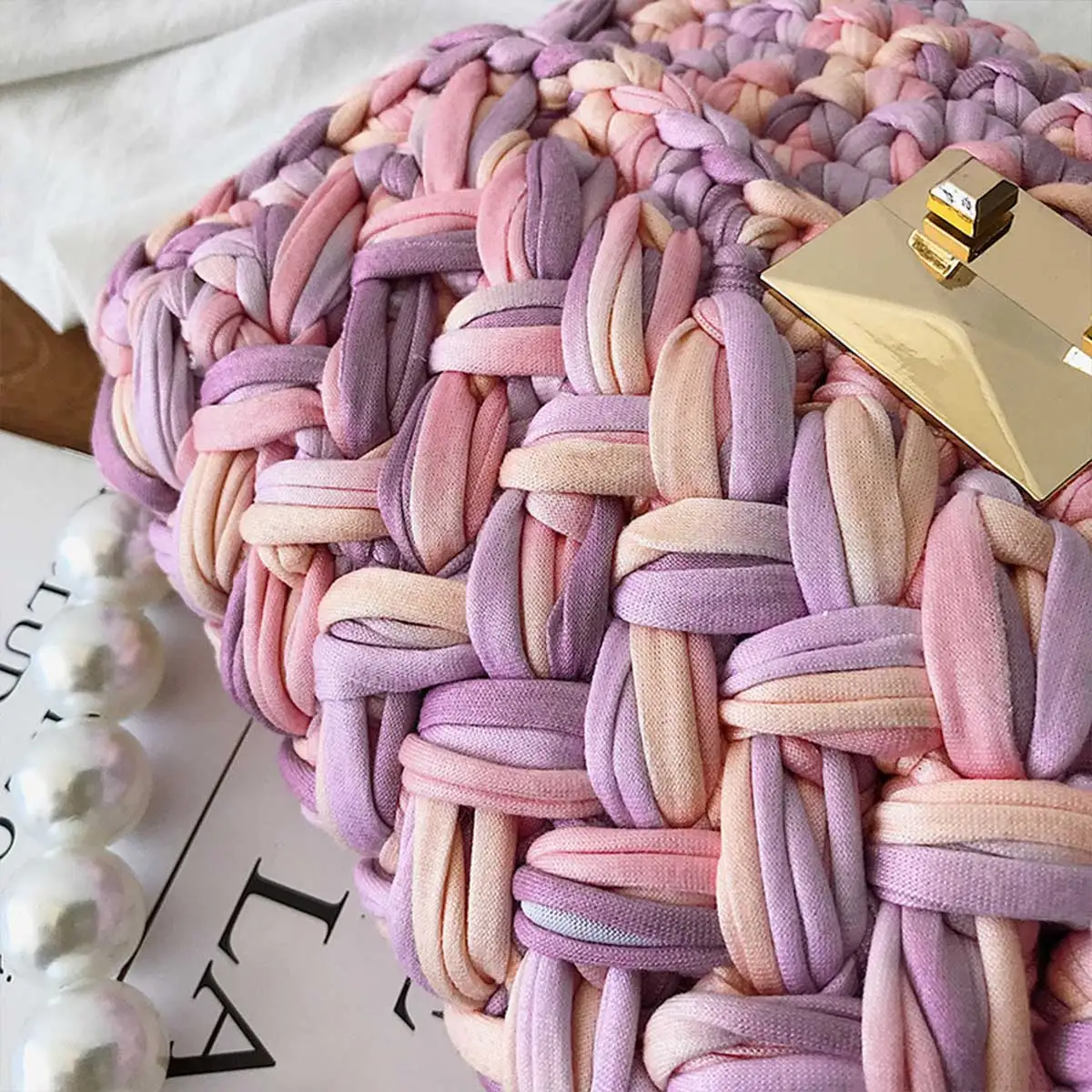 INS квадратная сумка цветная ткацкая на плечо южнокорейская стильная через для