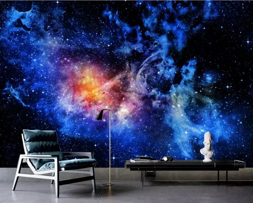 beibehang Custom wallpaper mural fantasy interstellar universe starry night sky ceiling background papel de parede 3d wallpaper