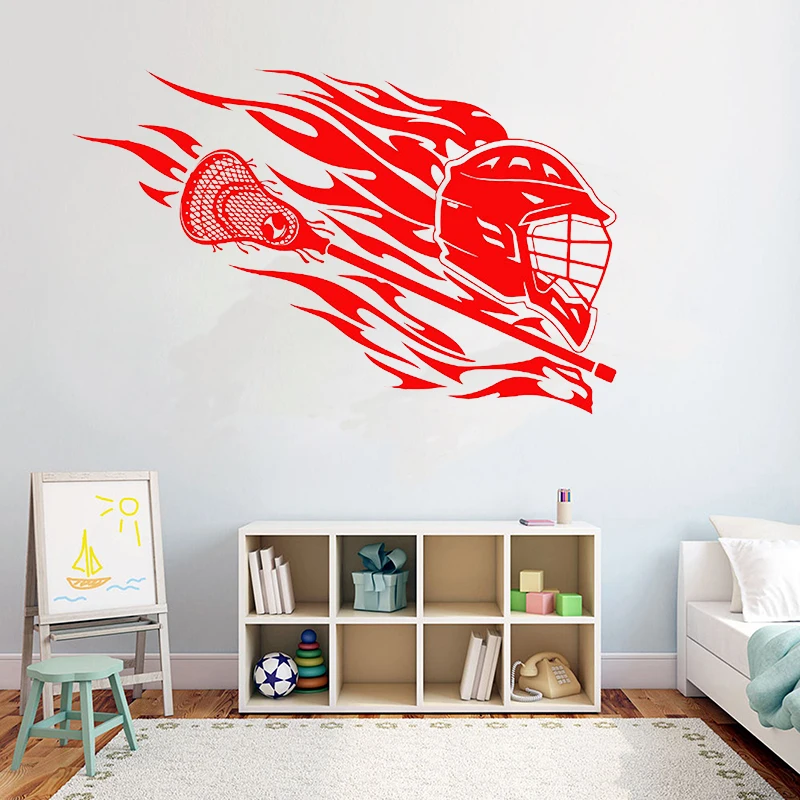 Лакросс логотип виниловая наклейка на стену домашний декор Спортивная Наклейка
