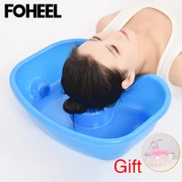 foheel portable shampoo basin for the disabled bedridden neck rest hair washing basin bowl sink drain tube handicap bed basin