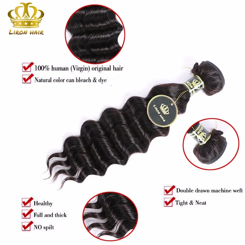 Распродажи 8a: швейные weave России Рыхлый Глубокий Волна Девственные Sunber Волос Пляж