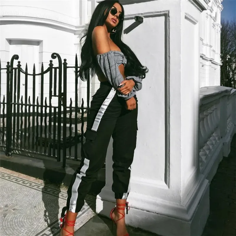 Новинка 2019 светоотражающие светильник Ки в стиле хип-хоп черные брюки для джаза