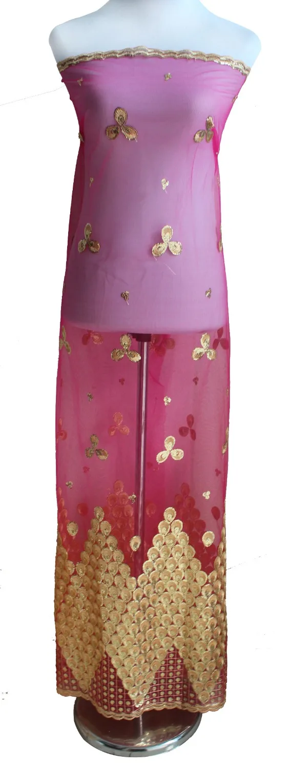 5 ярдов золотые блестки Африканское кружево Джордж свадебные ткани вышитая