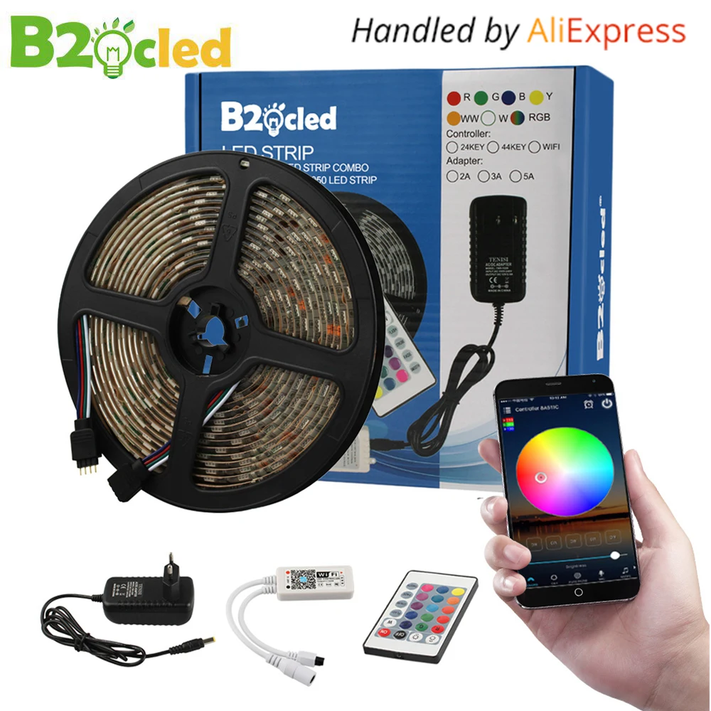 Wi Fi Светодиодные ленты 5 М 5050 2835 DC 12 В 300 светодиодный RGB полосы света